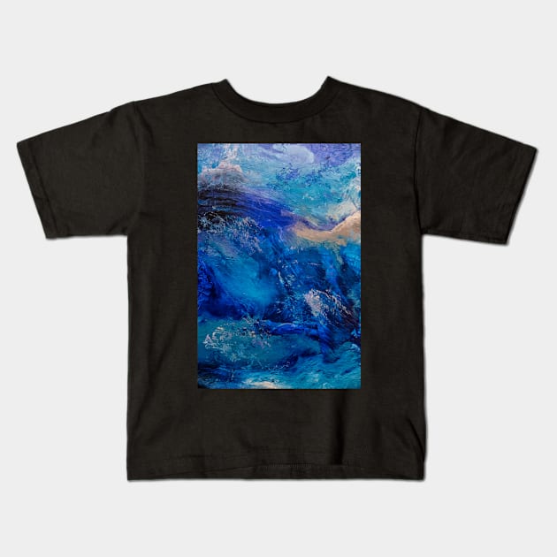 Abstract acrylic painting in blue Kids T-Shirt by RosNapier